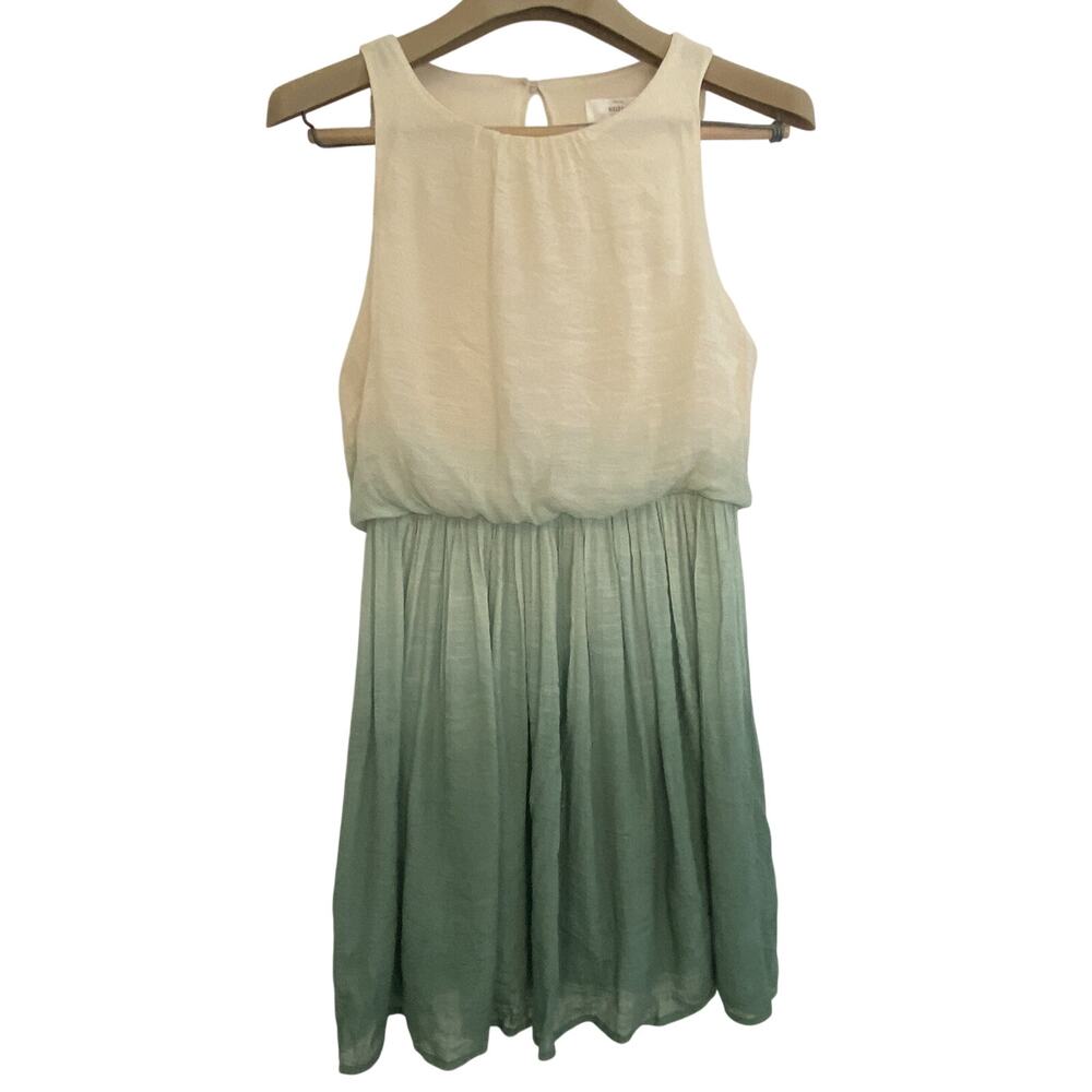 Entro Size SMALL Green Ombre Tie Dye Sleeveless Dress Lined Pleated